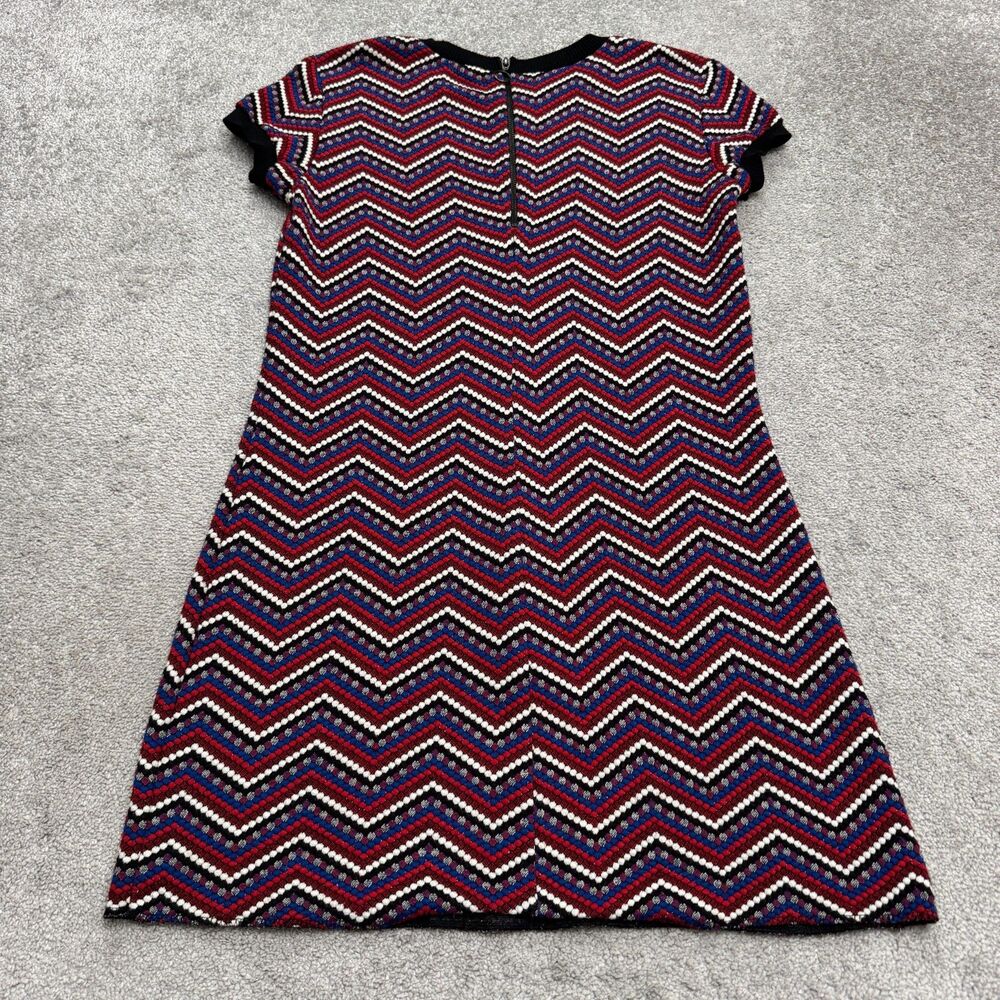 Zara Woman Chevron Geometric Knitted Midi Shift Dress XL Textured Crew Neck Zip - Picture 2 of 13